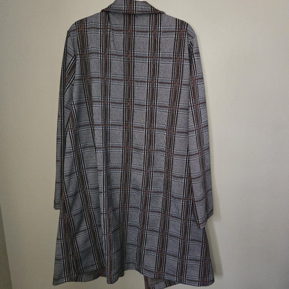 MELLODAY Women's 3x Gray Plaid Long Blazer - Picture 3 of 4